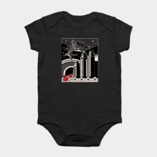 Giant Tabby Cat Mid Century Surrealism Baby Bodysuit